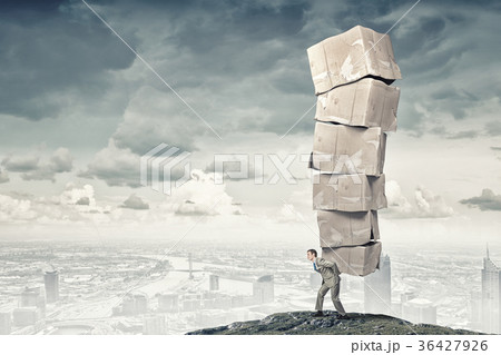 Man carry carton boxes Man carry carton boxes 36427926