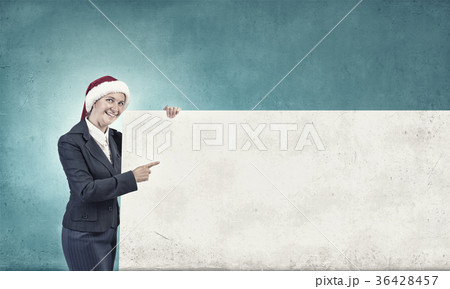 Female Santa with billboard 36428457