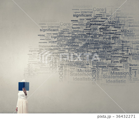 Woman hiding face behind book Woman hiding face behind book 36432271