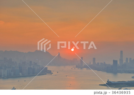 residential building at sun set hong kong 36436935