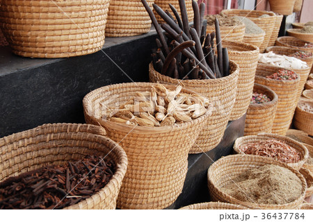 Dried herbs on the street market 36437784