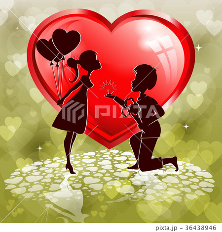 Red heart,outlines of two lovers 36438946