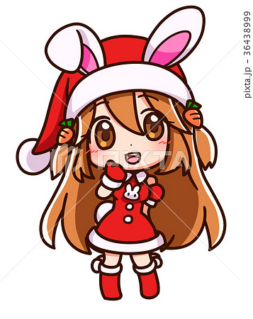 うさ耳サンタ C 赤 茶髪のイラスト素材
