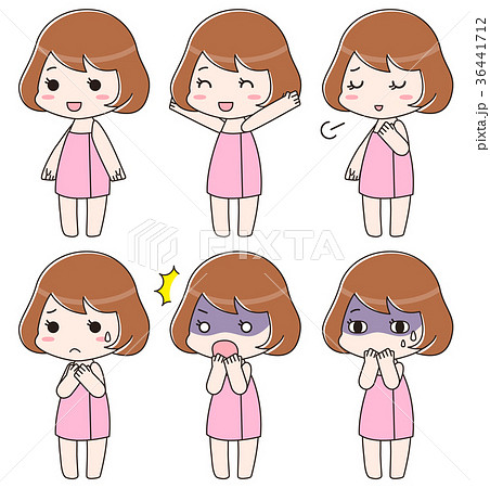 バスタオルを巻いた女性 セットのイラスト素材