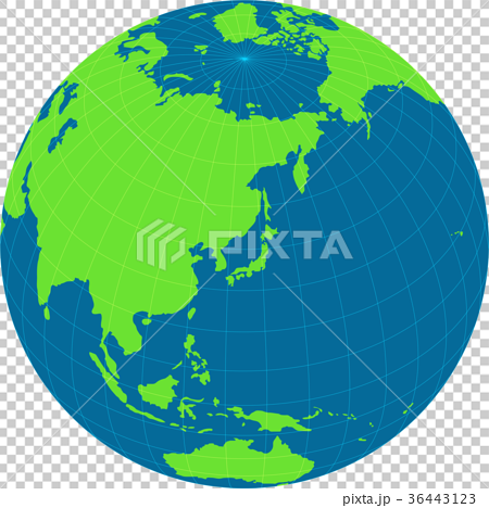 日本を中心とした球体世界地図イラスト フラット のイラスト素材 36443123 Pixta