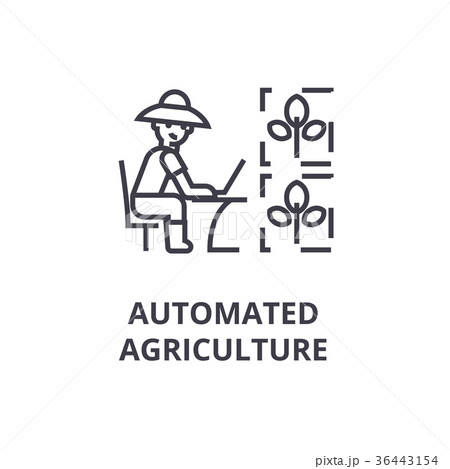 automated agriculture line icon, outline sign automated agriculture line icon, outline sign 36443154