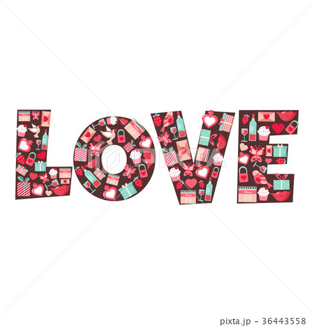 Holiday card LOVE with elements for Valentine Day 36443558