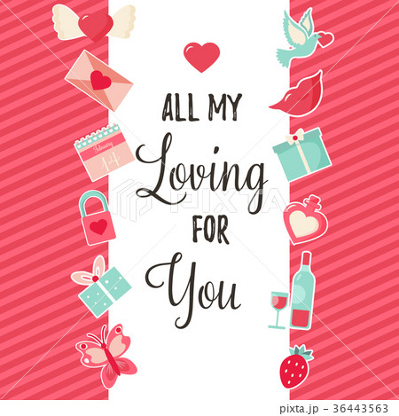 Holiday pcard with elements for Valentine's Day Holiday pcard with elements for Valentine's Day 36443563