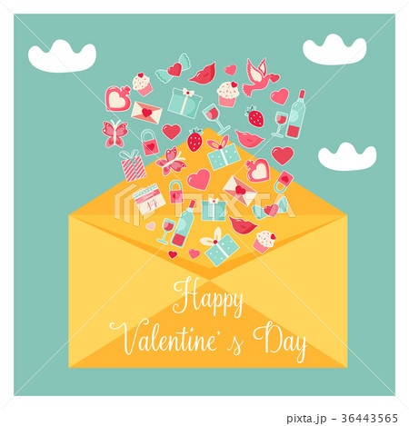 Holiday pcard with elements for Valentine's Day Holiday pcard with elements for Valentine's Day 36443565