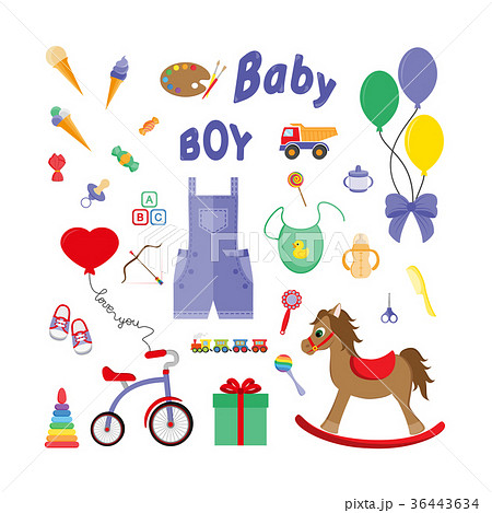 Baby Icons For Boys Icon Vector Flat のイラスト素材