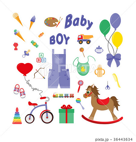 Baby Icons For Boys Icon Vector Flat Stock Illustration