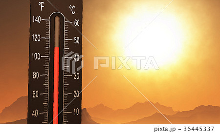 Thermometer Showing Heat in Fahrenheit and Celsius 36445337