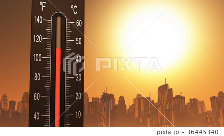 Thermometer Showing Heat in Fahrenheit and Celsius 36445340