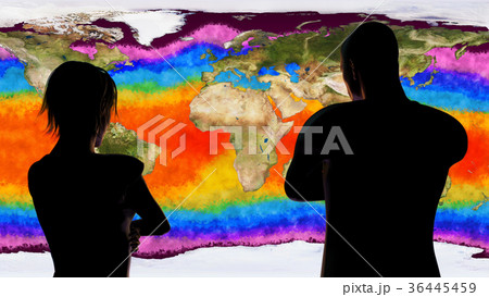 Woman and Man Watching Earth Global Warming 36445459