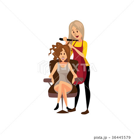 Female hairdresser making hairstyle using curling Female hairdresser making hairstyle using curling 36445579
