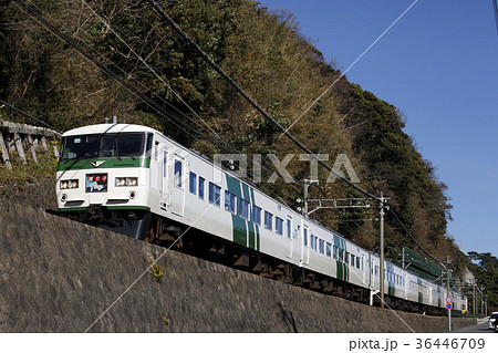 単線築堤を走る185系踊り子。2016/1/10 単線築堤を走る185系踊り子。2016/1/10 36446709