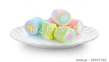 marshmallows in white plate on white background marshmallows in white plate on white background 36447160