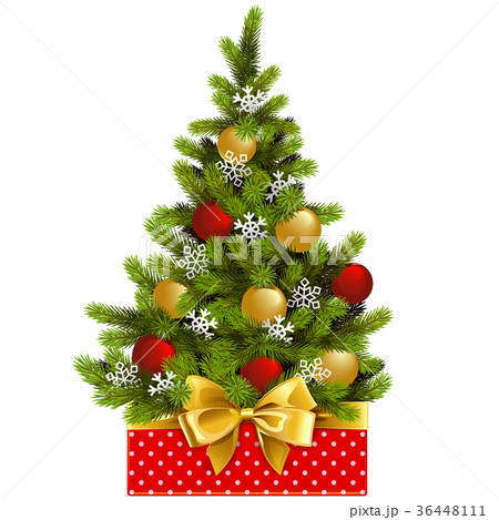 Vector Red Box with Christmas Tree 36448111