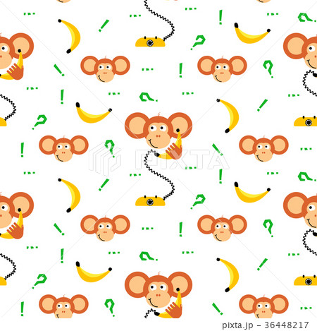 Monkey kid with banana seamless vector pattern for Monkey kid with banana seamless vector pattern for 36448217