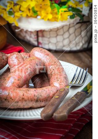 Raw white sausage. 36450854