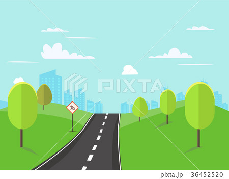 Street in public park with nature landscape  36452520
