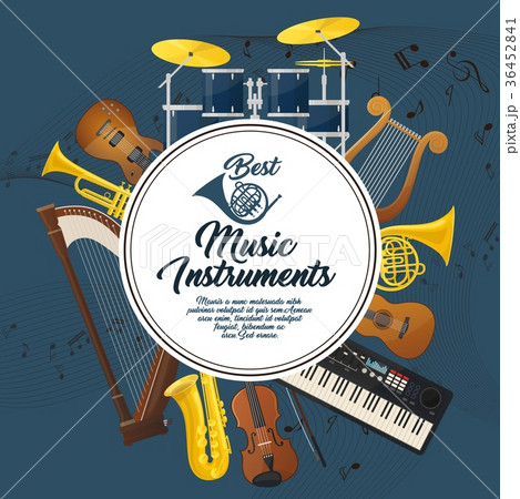 Sound equipment and music instruments with notes Sound equipment and music instruments with notes 36452841