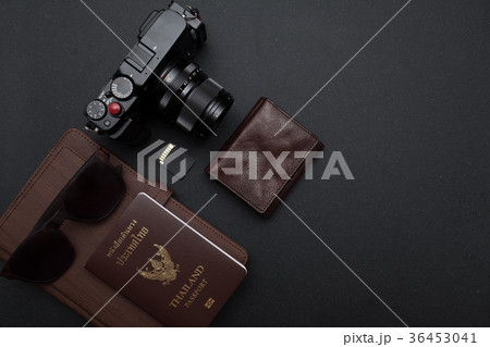 Travel concept with camera and others stuff Travel concept with camera and others stuff 36453041