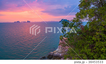 aerial view beautiful sunset hole in the cape 36453533