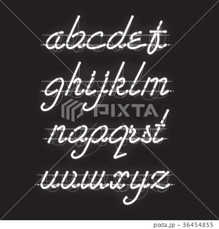 Glowing White Neon Lowercase Script Font 36454855