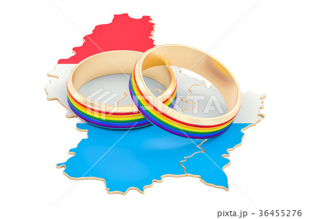 Luxembourg map with LGBT rainbow rings 36455276