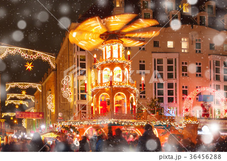 Christmas street at night in Dresden, Germany 36456288