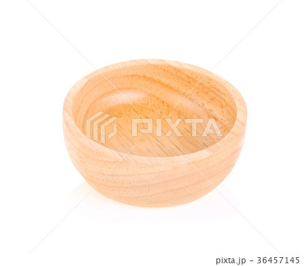 Wooden bowl isolated on white background 36457145