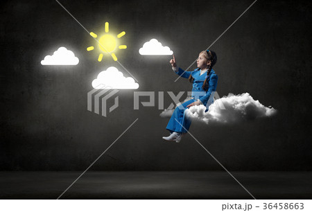 Kid girl on cloud Kid girl on cloud 36458663