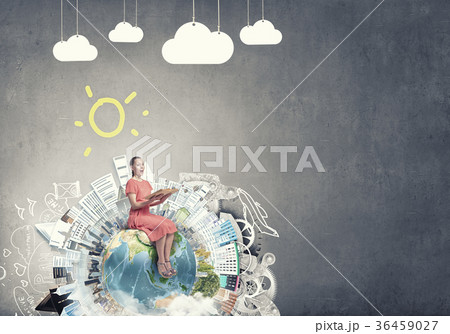 Woman in dress with book 36459027