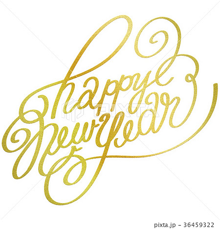 Happy New Year カリグラフィー 金 Happy New Year カリグラフィー 金 36459322