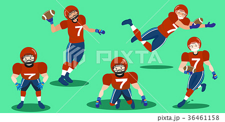 Cartoon American Football Playersのイラスト素材