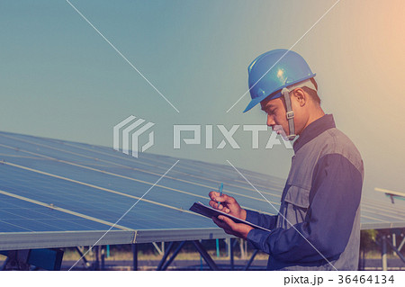 electrician checking and inspect equipment electrician checking and inspect equipment 36464134