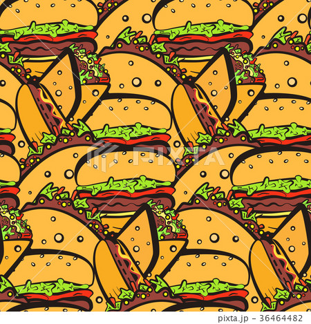 Seamless pattern with chaotic fastfood symbols Seamless pattern with chaotic fastfood symbols 36464482