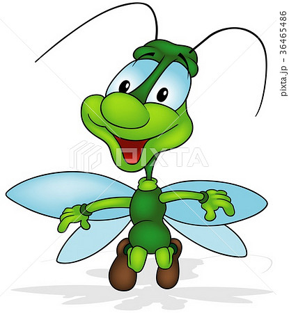 Green Smiling Bug Flying 36465486