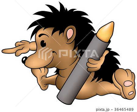 Hedgehog Holding Wax Crayon and Pointing Hedgehog Holding Wax Crayon and Pointing 36465489