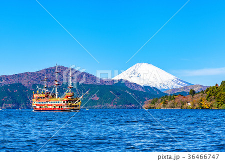 芦ノ湖、芦の湖、富士山、箱根、観光船、箱根神社、年賀状 36466747