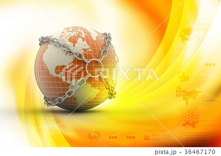 Earth globe close in chain 36467170