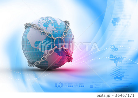 Earth globe close in chain 36467171