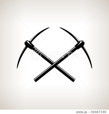 Silhouettes of two crossed pickaxes 36467190