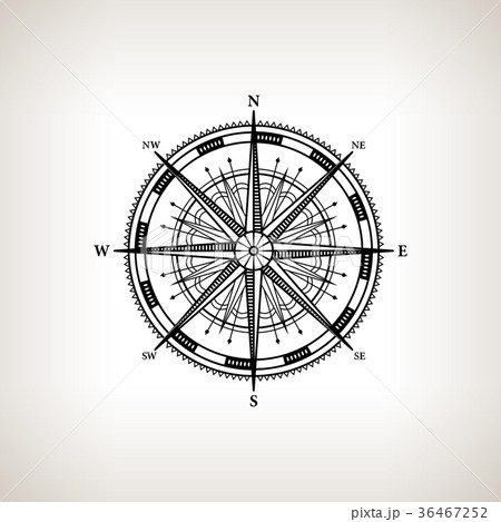 Silhouette Compass Rose On A Light Backgroundのイラスト素材