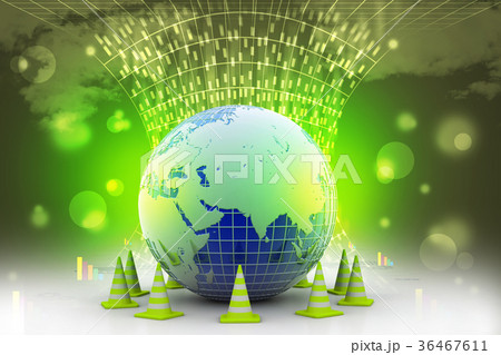 Globe and traffic cone Globe and traffic cone 36467611