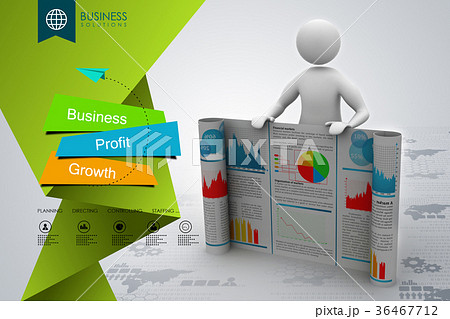 3d man showing the business reportのイラスト素材 36467712 pixta