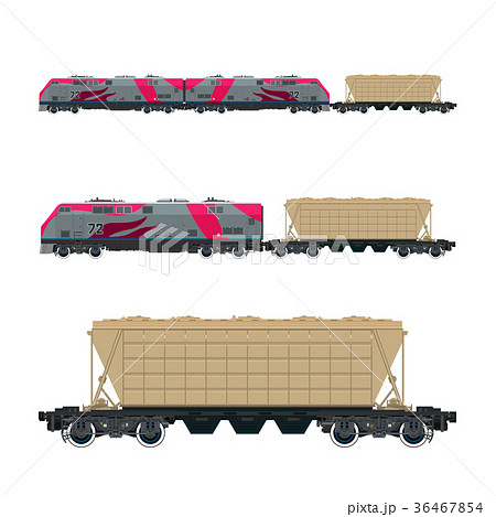 Pink Locomotive with Hopper Car on Platform 36467854