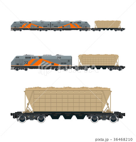 Locomotive with Hopper Car on Railroad Platform Locomotive with Hopper Car on Railroad Platform 36468210
