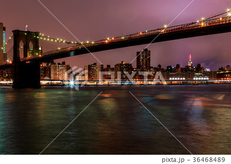Brooklyn Bridge at dusk viewed  36468489